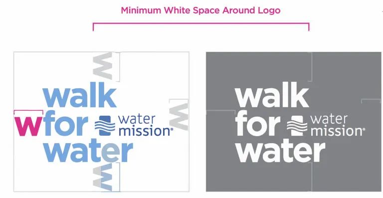Minimum whitespace around Walk for Water logo
