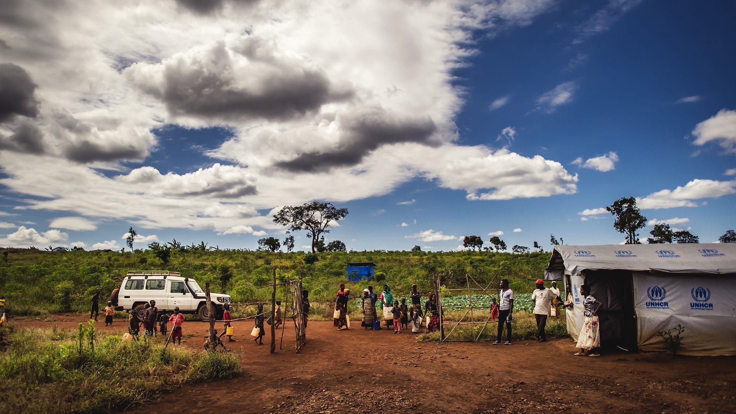 People collecting safe, clean water