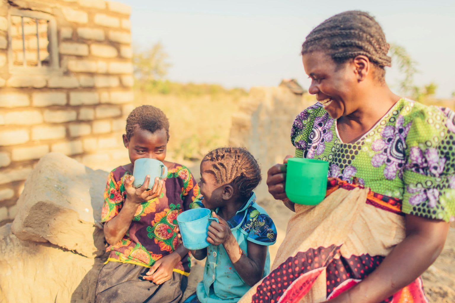 Family drinking safe, clean water
