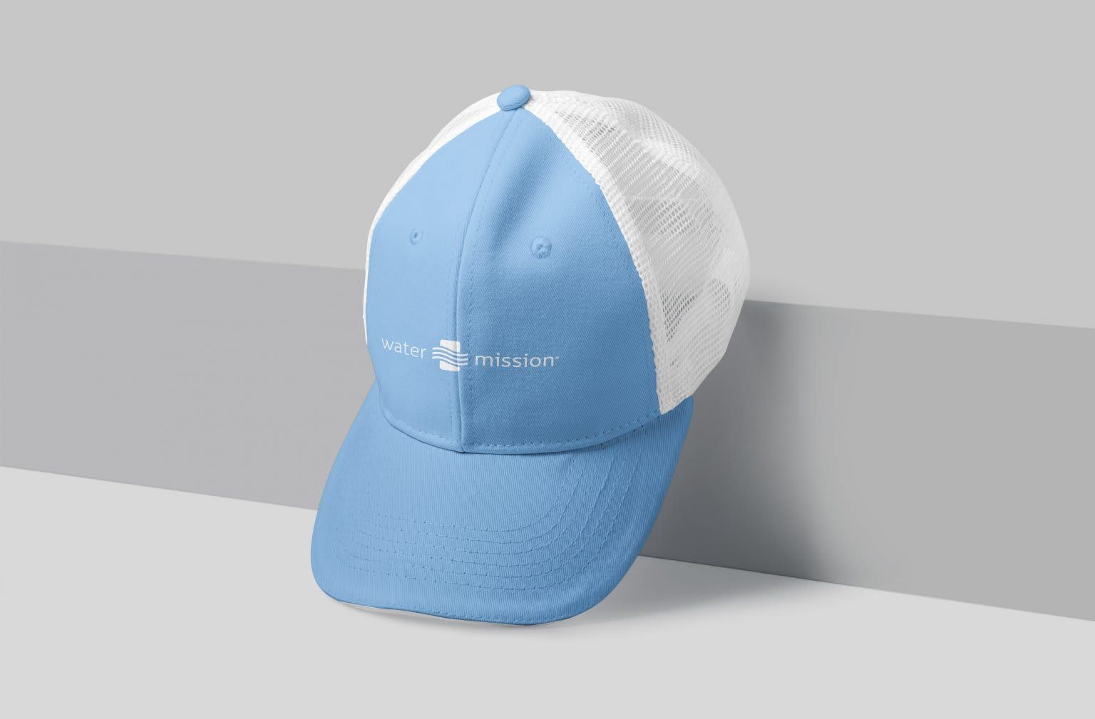 Light blue and white hat