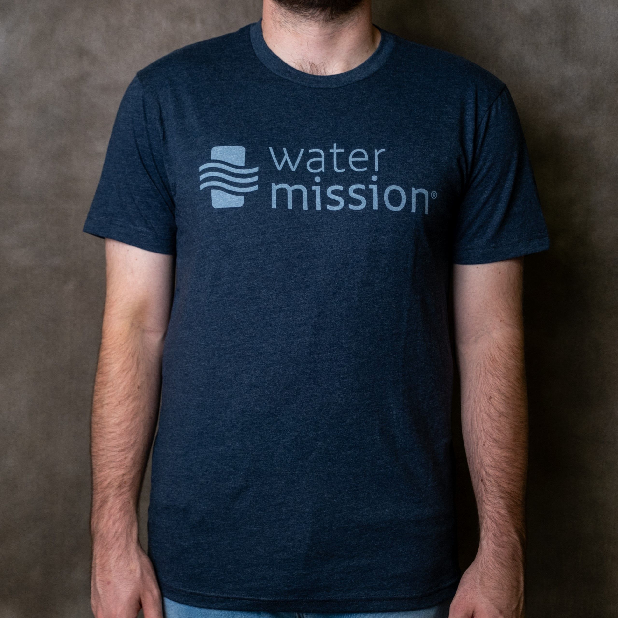 Dark heather Water Mission logo t-shirt