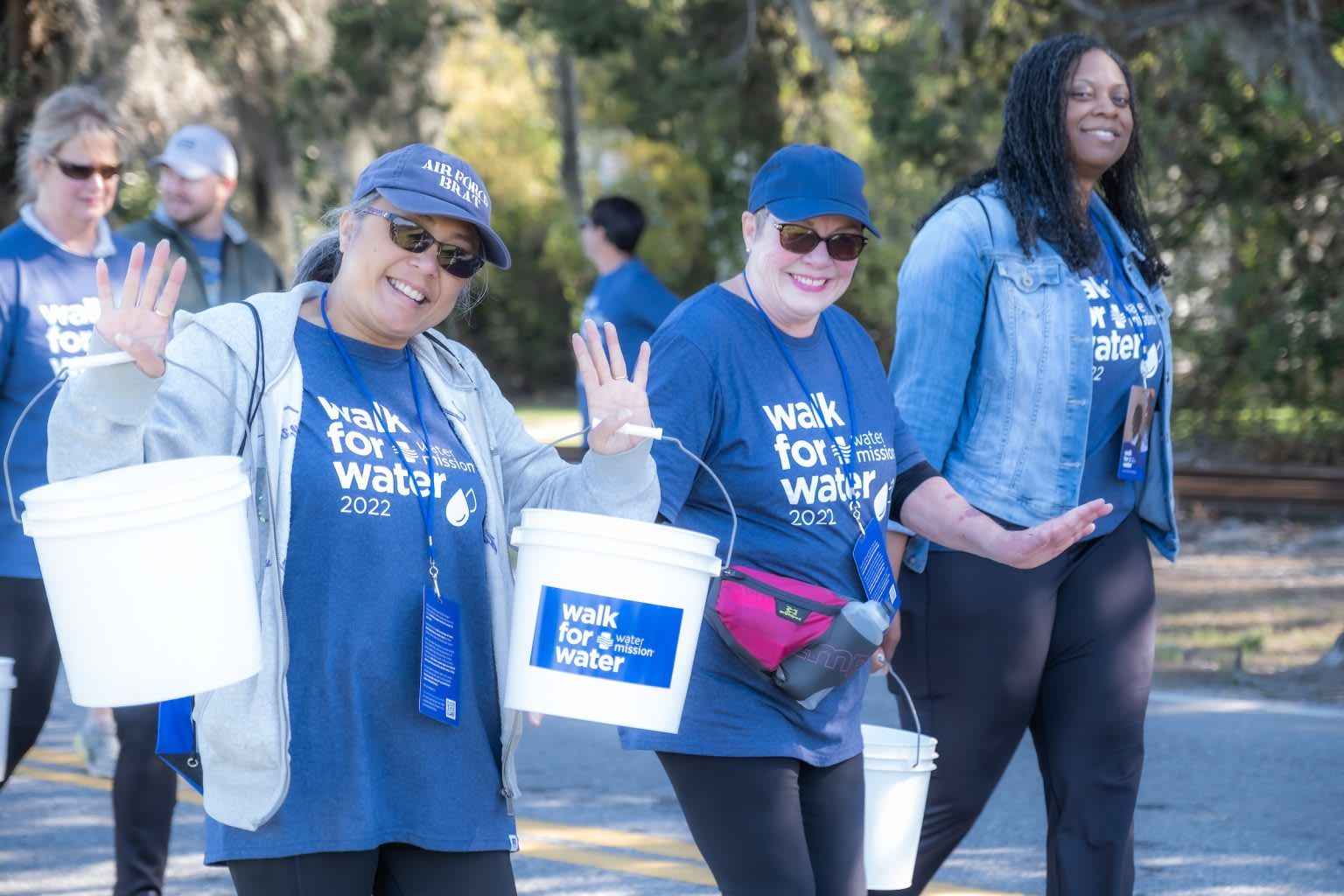 Three women participating on Walk for Water