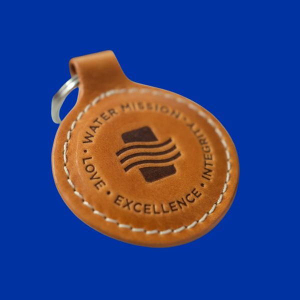 Water Mission leather keychain fob
