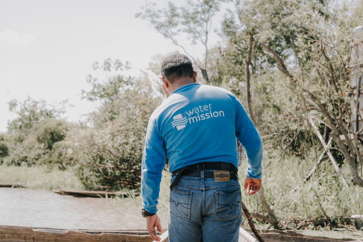 Water Mission long sleeve shirt, back view