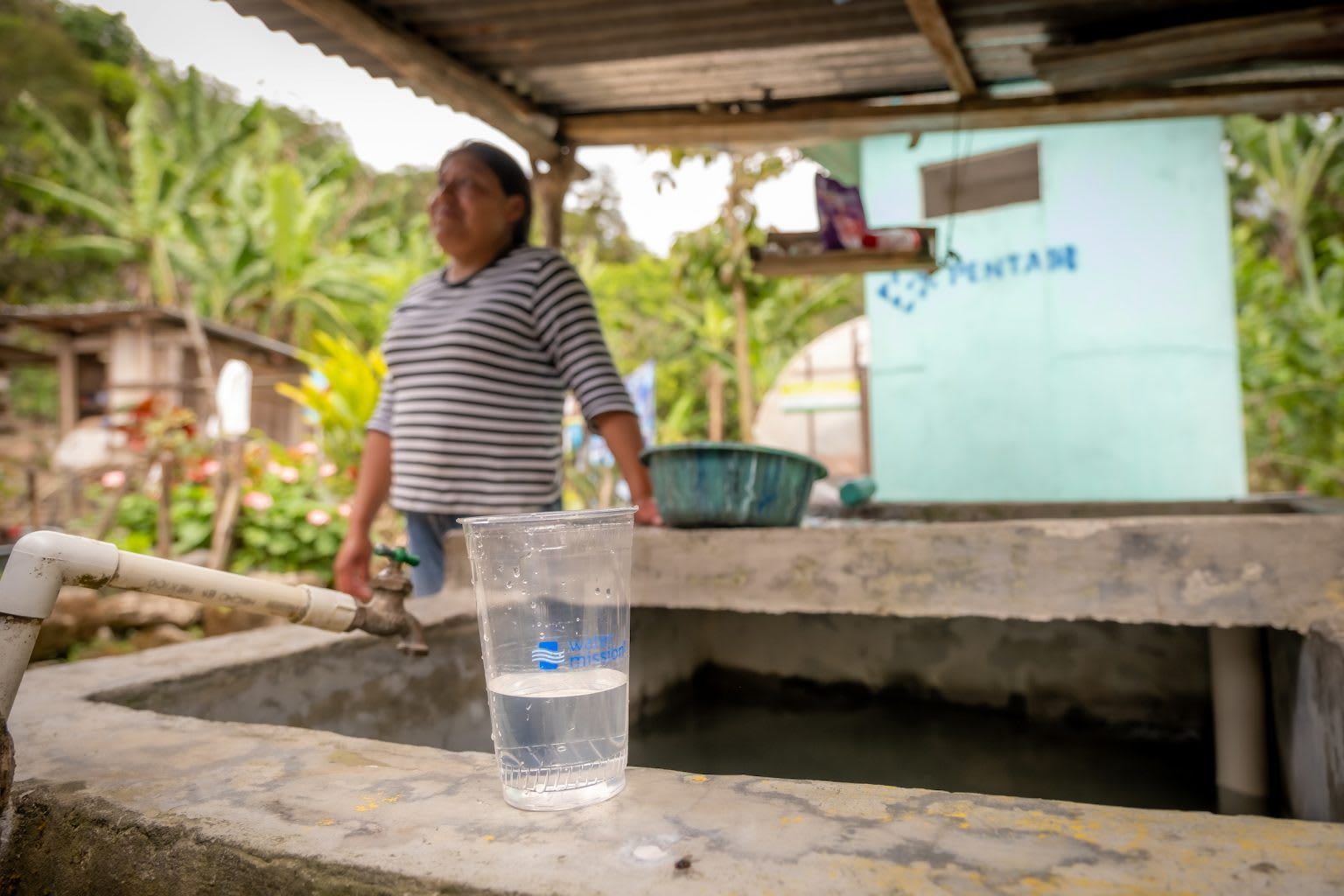 Woman near safe, clean water