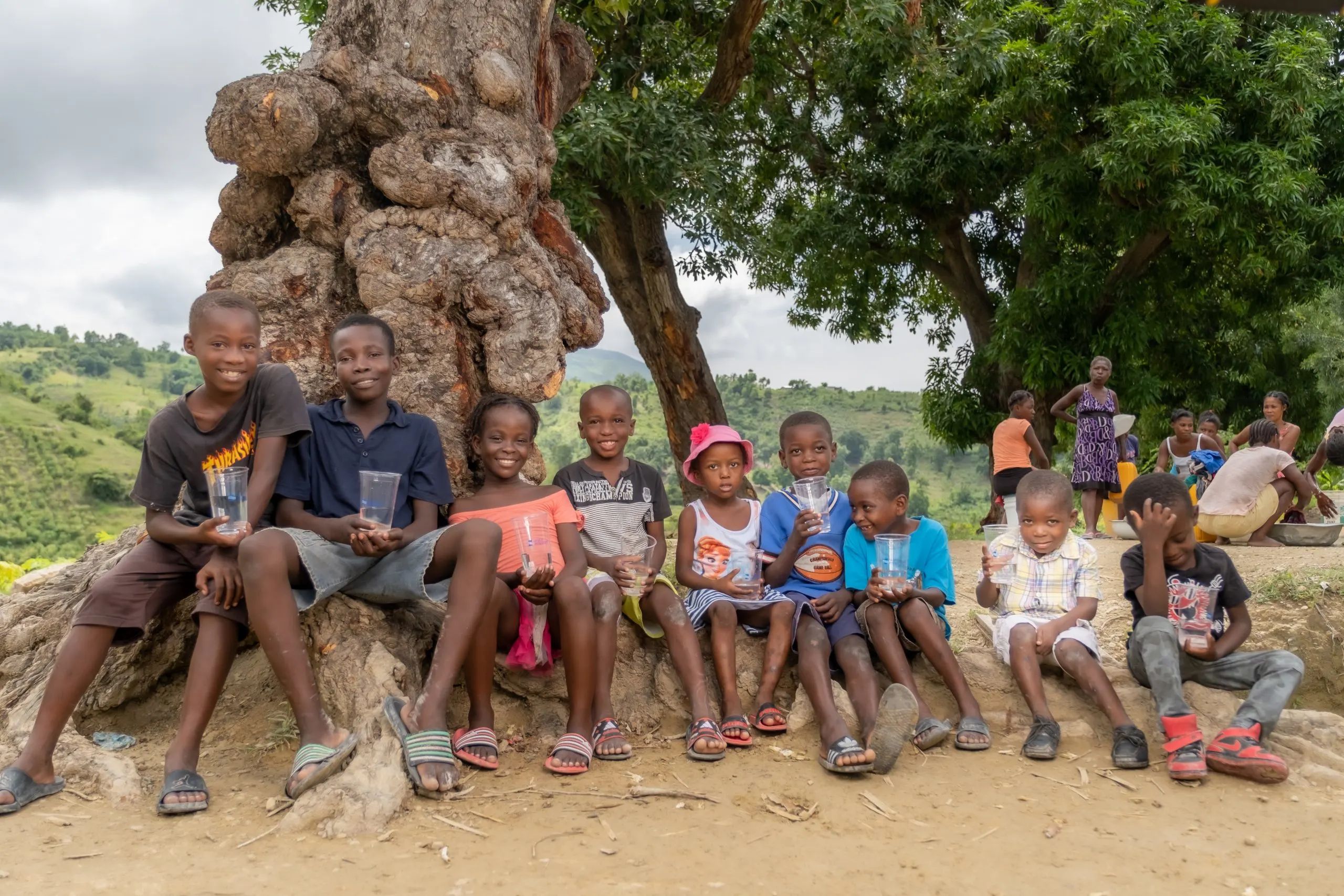 Kids drinking safe, clean water