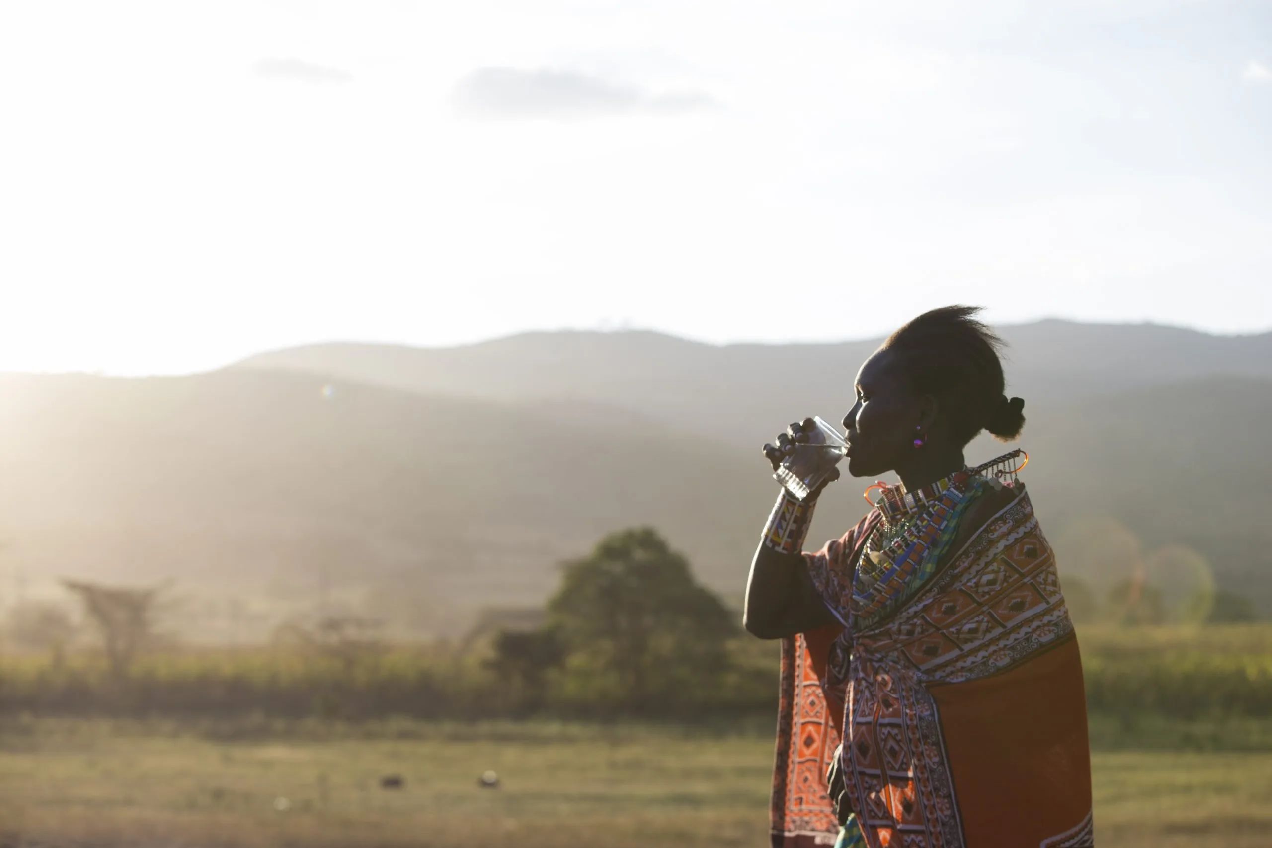 Woman drinking safe, clean water