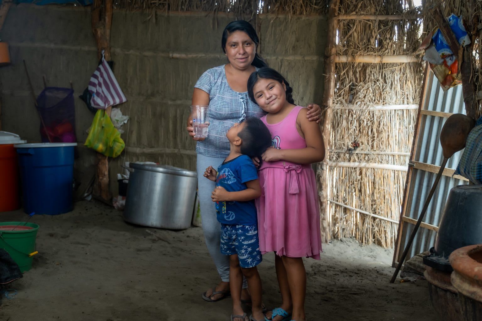 Family drinking safe, clean water