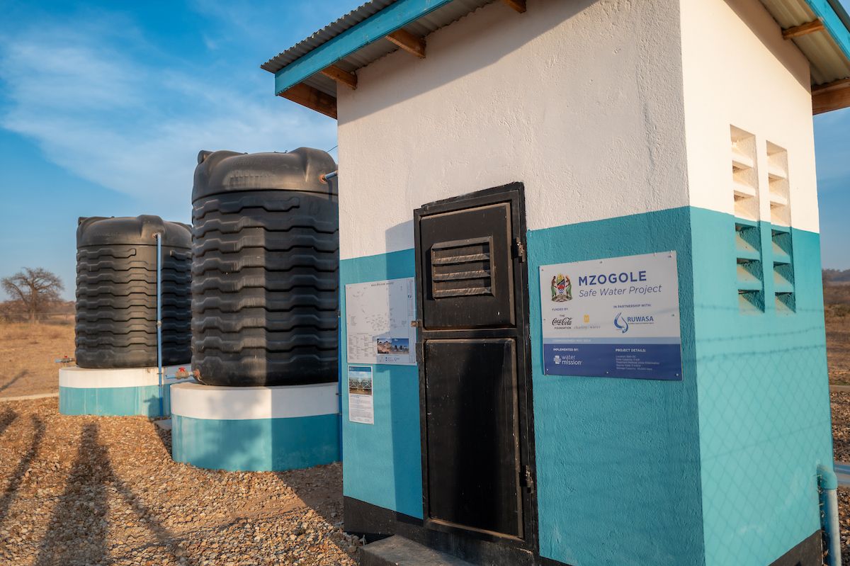 Water Mission signage on Living Water Treatment System (LWTS)